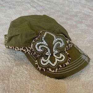 Leopard Rhinestone Bedazzled Distressed Hat